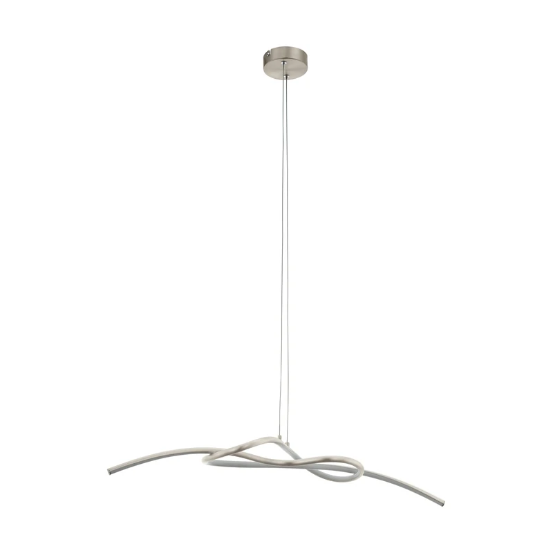 Eglo LED Pendant Light Novafeltria, Single-Flame Hanging Lamp, Pendant Light Made of Steel, Aluminium and Plastic, Dining Table Lamp, Hanging Living Room Lamp in Matt Nickel, White