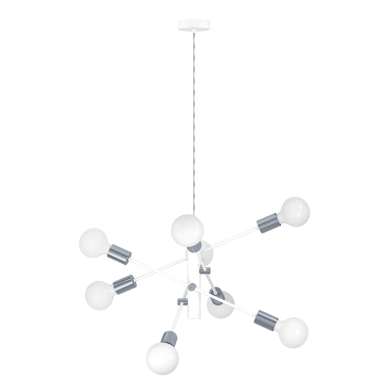 EGLO Gradoli Pendant Light 8 Bulbs Metal in White and Chrome Dining Table Lamp Living Room Lamp Hanging with E27 Socket Diameter 71 cm