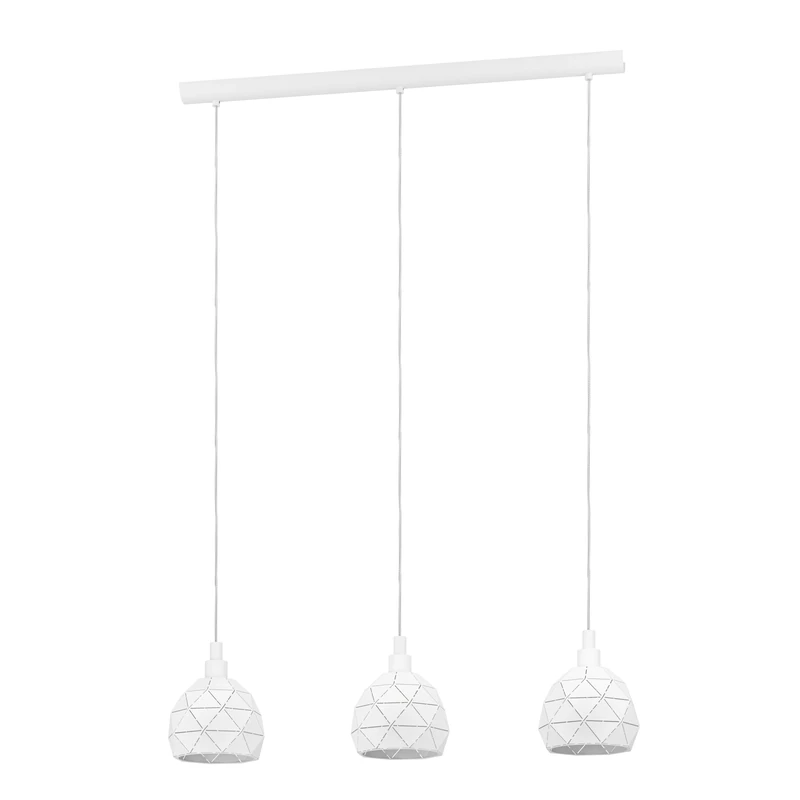 Eglo Pendant Lamp Roccaforte, 3-Light Suspension, Hanging lamp Made of Steel, Colour: White, Socket: E14