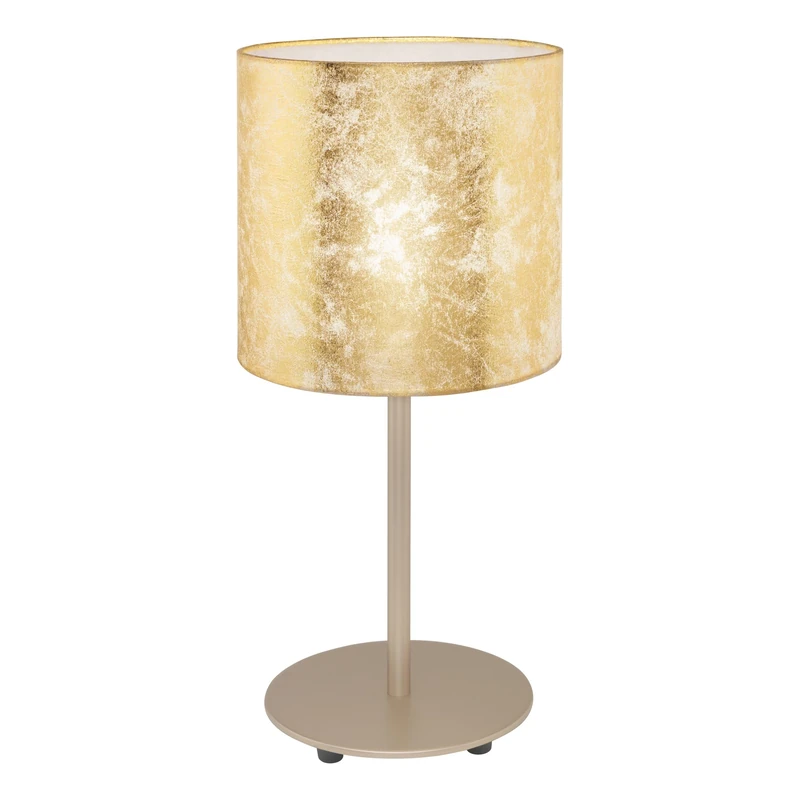 Eglo Bedside lamp Viserbella, Vintage Side Table Light Made of Steel and Fabric in Champagne, Golden Living Room Lighting with Switch, E27 Socket