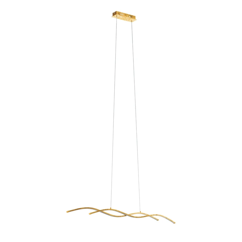 EGLO Miraflores LED Pendant Light 2 Bulbs Modern Hanging Light Made of Aluminium, Steel and Plastic, Dining Table Lamp, Living Room Lamp, Hanging in Gold, White, Length 120 cm