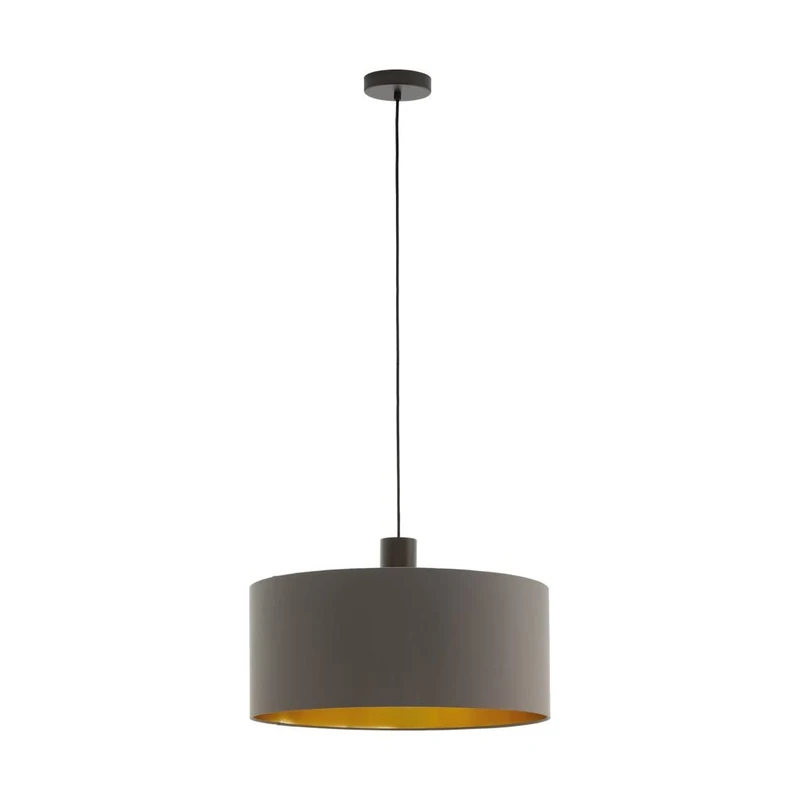 EGLO Pendant lighting Concessa 1, ceiling light fitting made of steel and fabric in dark brown, cappuccino and gold, hanging lamp for dining and living room, E27 socket, Ø 20.9 inches