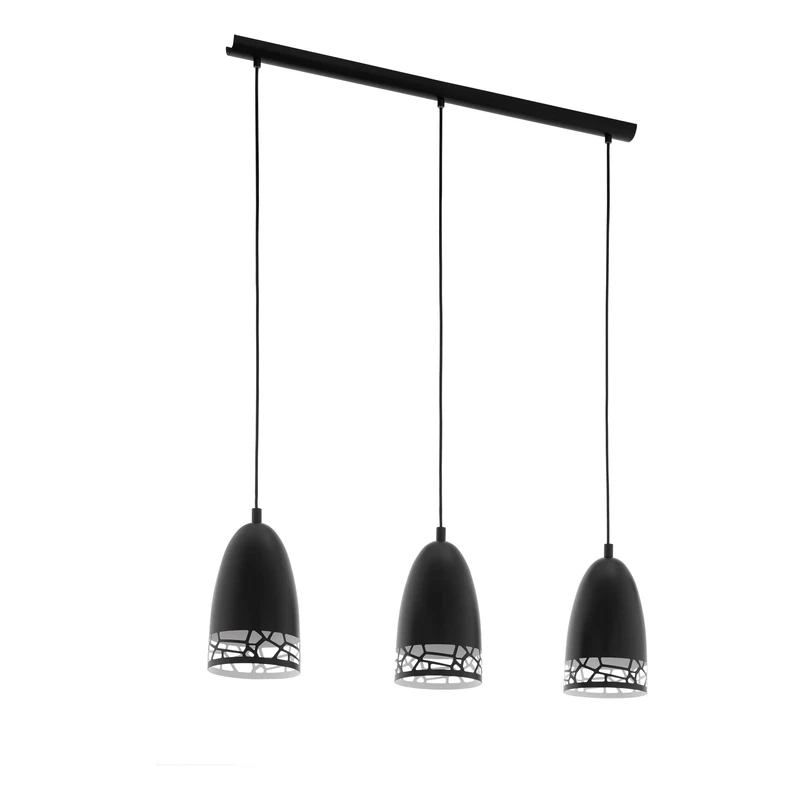 EGLO Savignano Pendant Light 3-Bulb Diameter 16 cm Steel 60 W Black White