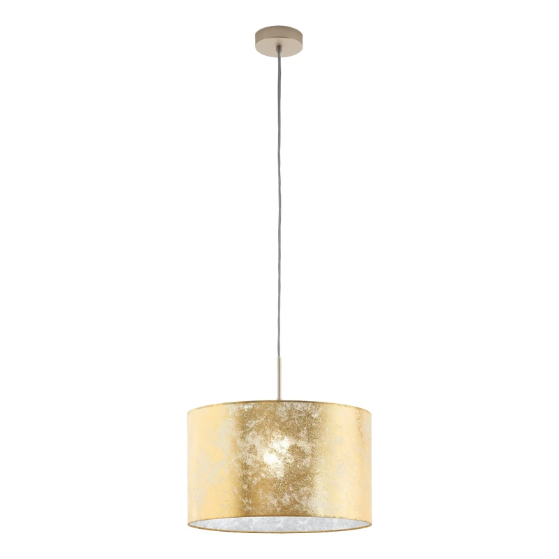 Eglo Pendant Lighting Viserbella, Vintage Ceiling Light Fitting Made of Steel and Fabric in Champagne and Gold, Hanging lamp for Dining and Living Room, E27 Socket, Ø 15 inches