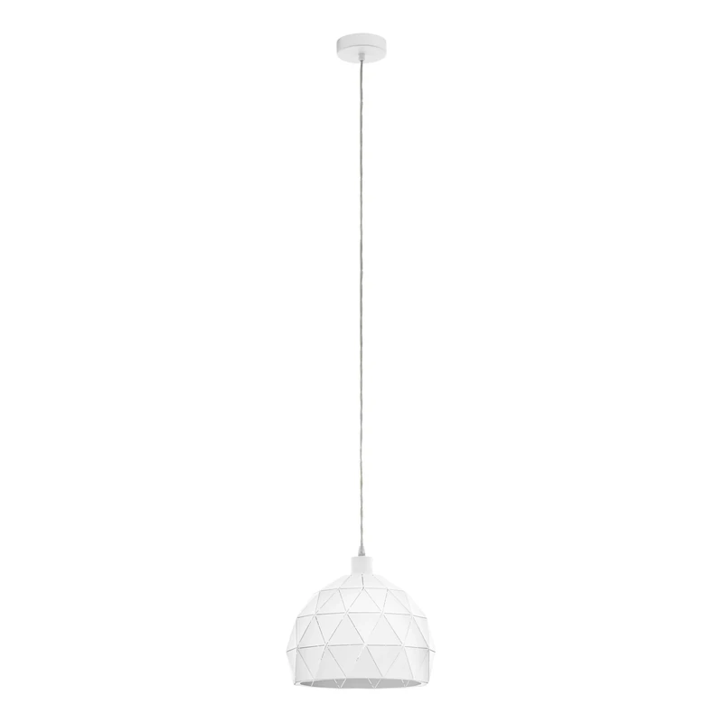 Eglo Pendant Lamp Roccaforte, 1 Bulb Vintage Pendant Light, Retro Hanging lamp Made of White Steel, E27 Socket, Ø 30 cm