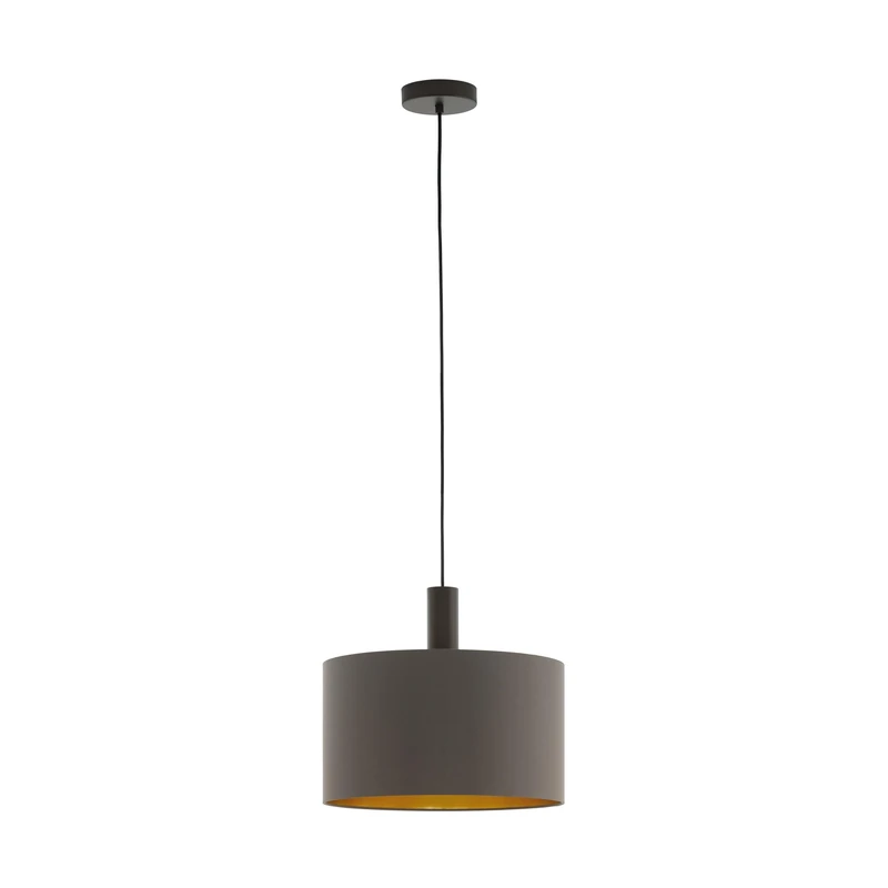 Eglo Pendant Lighting Concessa 1, Ceiling Light Fitting Made of Steel and Fabric in Dark Brown, Cappuccino and Gold, Hanging lamp for Dining and Living Room, E27 Socket, Ø 15 inches