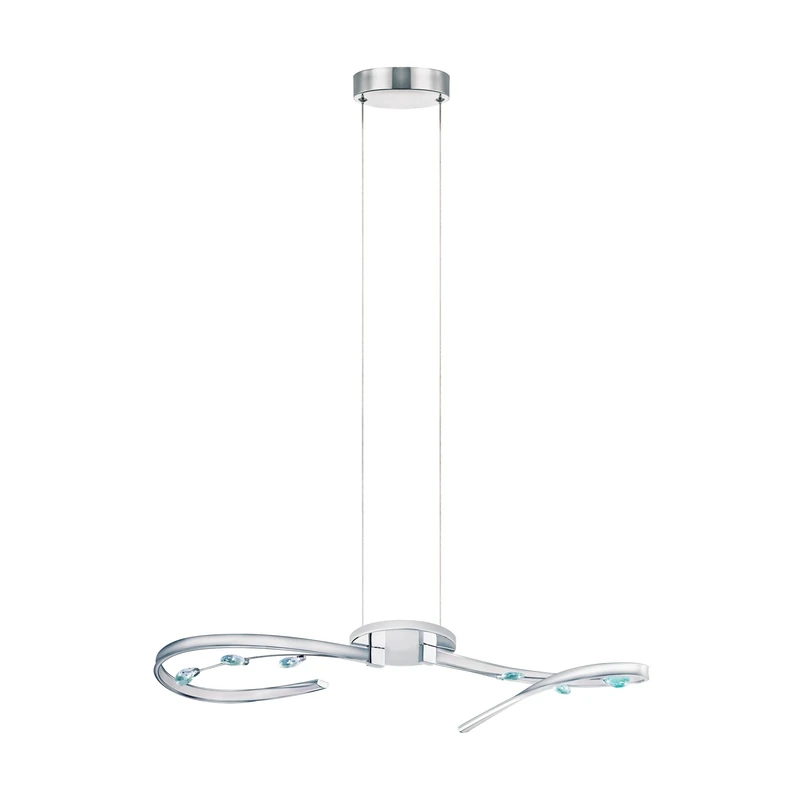 EGLO Vallemare 1 LED Pendant Light 2 Bulbs Classic Hanging Lamp Made of Metal in Chrome, Plastic in White, Crystal, LED Dining Table Lamp Warm White