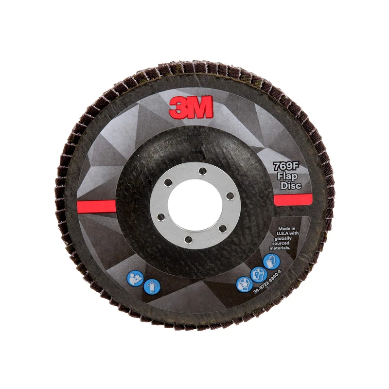 3M Flap Disc 769F, Type 27, 120+, 4-1/2 in x 7/8 in, High Performance Abrasive, Ceramic Precision-Shaped Grain Grinding and Finishing Disc, Carbon Steel, Stainless Steel - Image 1