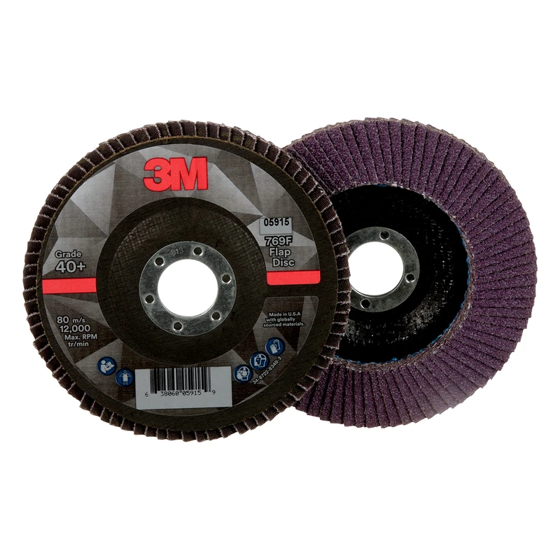 3M Flap Disc 769F, Type 27, 40+, 5 in x 7/8 in, High Performance Abrasive, Ceramic Precision-Shaped Grain Grinding and Finishing Disc, Carbon Steel, Stainless Steel