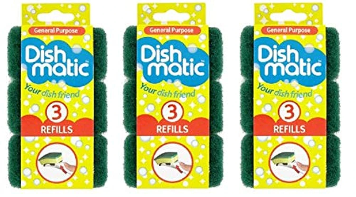 Dishmatic Cleaning Sponge, Foam, Green, 9 Count (Pack of 1)