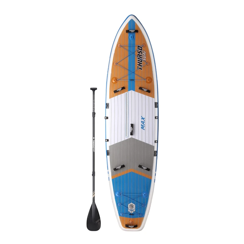 THURSO SURF Max Multi-Purpose Inflatable Stand Up Paddle Board SUP 11'6x34"x6" Woven Drop-Stitch w/Carbon Shaft Paddle/Clickfins/Leash/Pump/Backpack