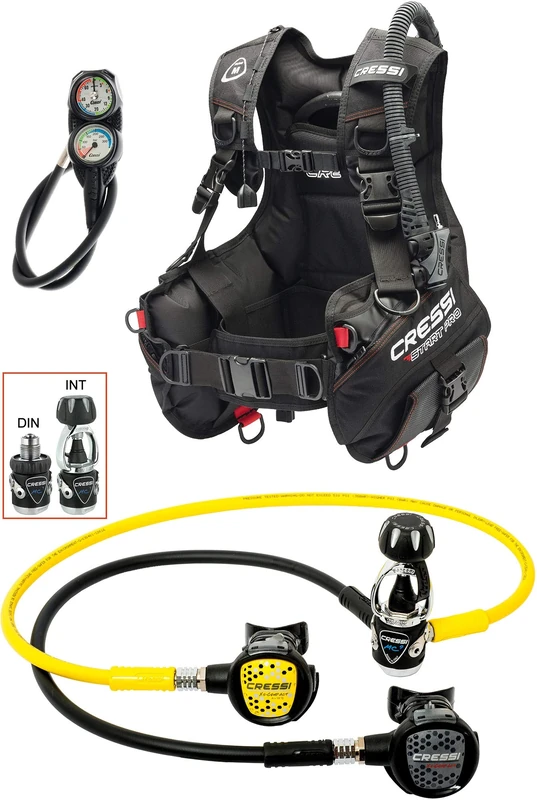 Cressi Crg1B Unisex Adult Start Pro Scuba Set - Int Scuba Diving Package - Black, Small