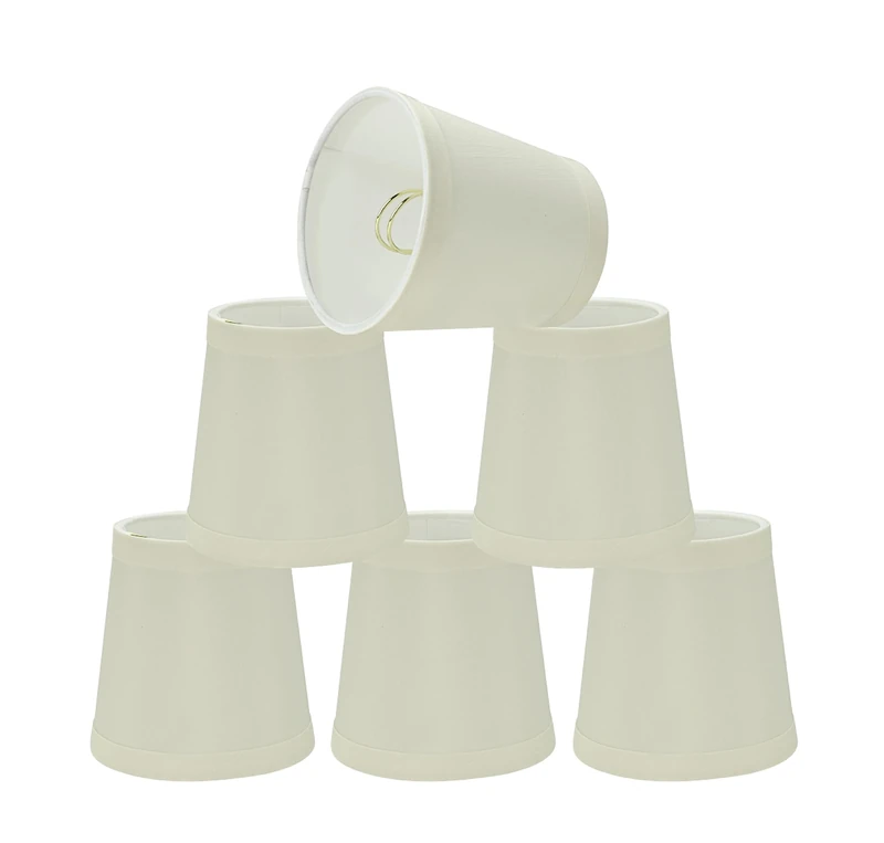 Aspen Creative 32717-6 Small Hardback Empire Shape Chandelier Set (6 Pack), Transitional Design in Off White, 4" Bottom Width (3" x 4" x 4") Clip ON LAMP Shade, Off-