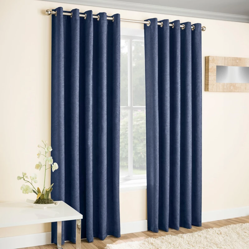 Enhanced Living Vogue Navy 90 x 72 inch (229x183cm) Eyelet Thermal Noise Reducing Dim Out Curtains for Bedroom and Living Room