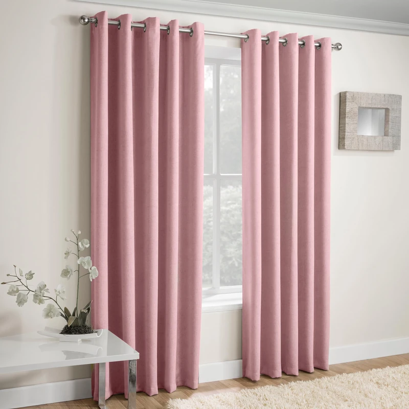 Enhanced Living Vogue Blush Pink 90 x 54 inch (229x137cm) Eyelet Thermal Noise Reducing Dim Out Curtains for Bedroom and Living Room