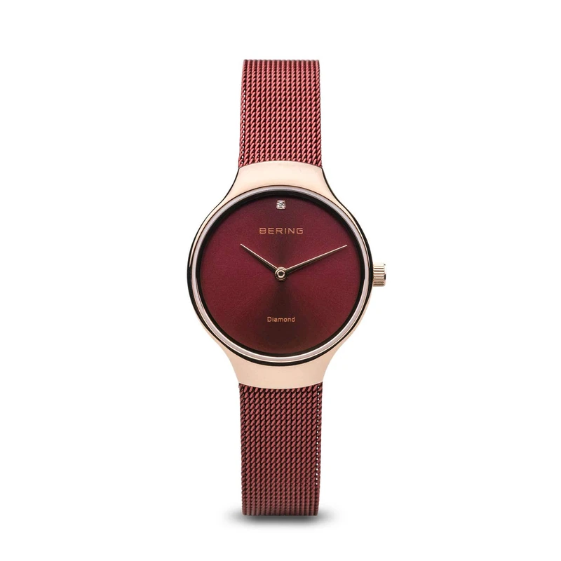 BERING Women Analog Quartz charity collection Watch with stainless steel Strap and Sapphire Crystal 13326-Charity, Red/Rose Gold, 26