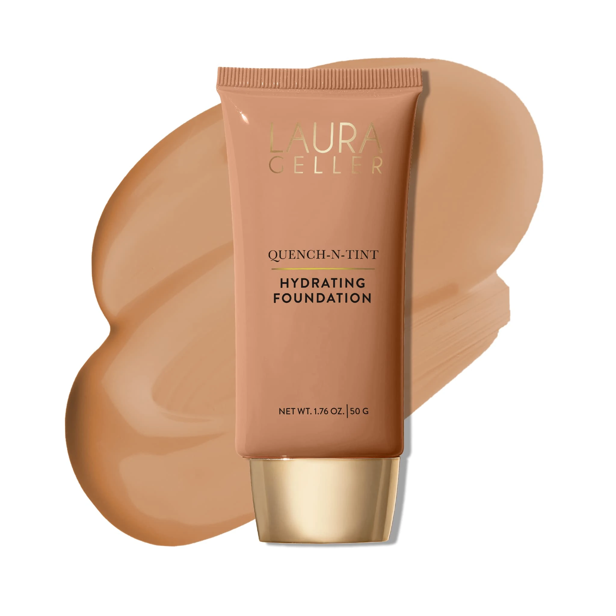 LAURA GELLER NEW YORK Quench-n-Tint Hydrating Tinted Moisturizer - Medium/Deep - Sheer to Light Buildable Coverage - Natural Glow Finish Foundation - Lightweight Formula with Hyaluronic Acid