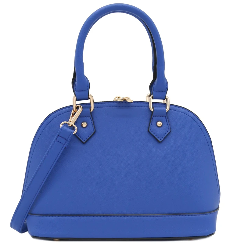FashionPuzzle Zip-Around Saffiano Classic Dome Satchel, Royal Blue, One Size - Image 1