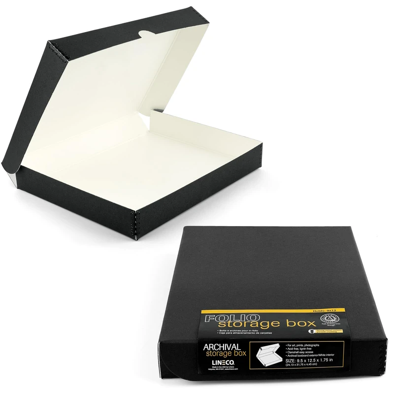 Lineco Archival Folio Box Black 9.5x12.5x1.75 inches, Pack of 2 - Image 1