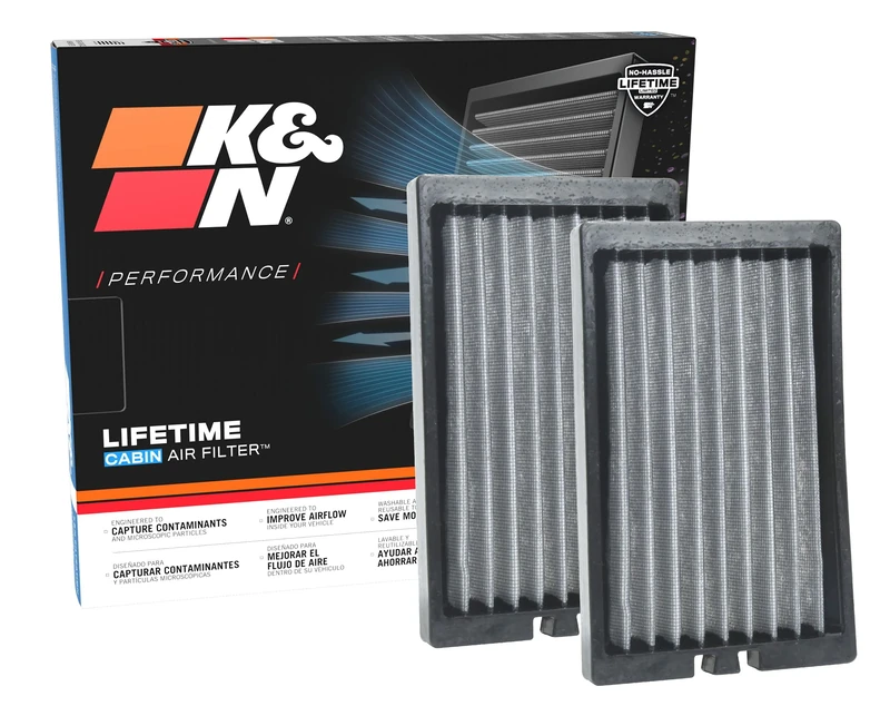 K&N Cabin Air filter compatible with Jeep Wrangler JL 2.0 & 3.6 2018- (set of 2 pieces) (VF2064), White