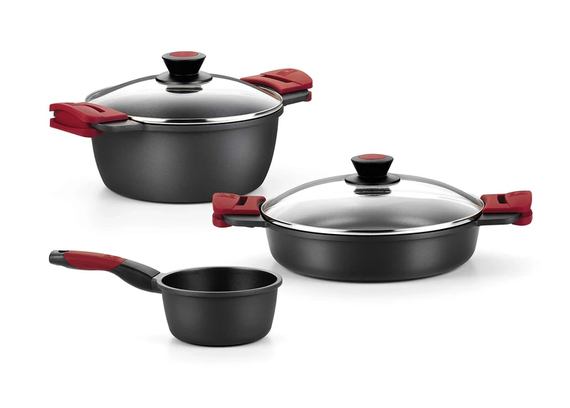 BRA Premiere 3-piece cast aluminum cookware with non-stick, suitable for all types of cookers Including induction [Amazon Exclusive]