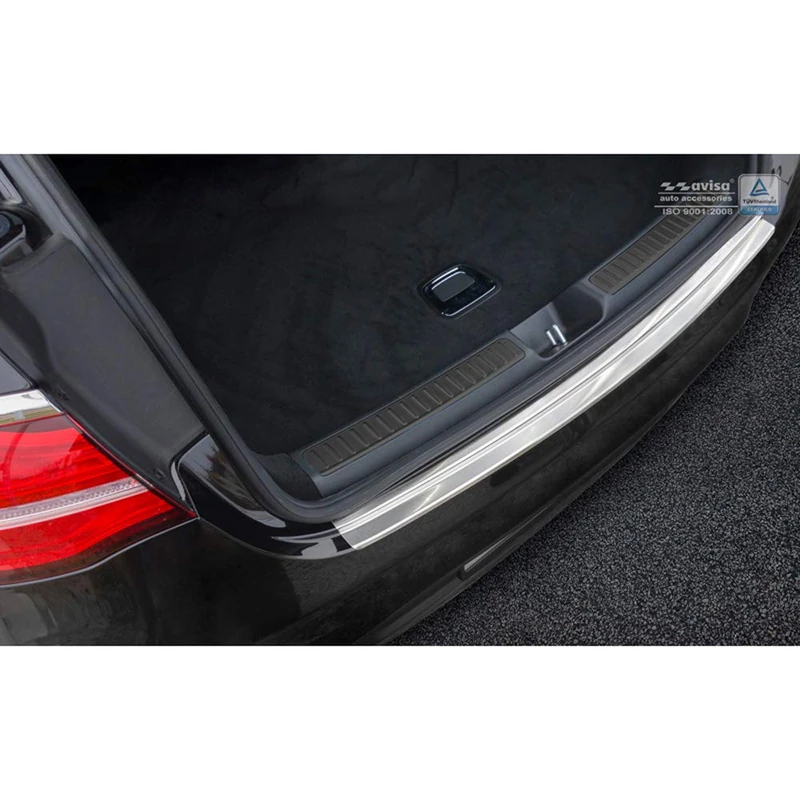 Avisa Black Mirror Stainless Steel Rear bumper protector compatible with Skoda Karoq 2017-2022 'Ribs'