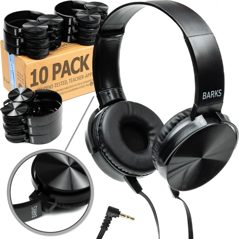 Bulk Classroom Headphones (10 Pack) - On-Ear Premium Student Bulk Headphones: Perfect for Kids, K-12 Classrooms, Schools & Class Sets (Great Value, Durable, Noise Reducing, Comfortable, Easy-to-Clean) - Image 1