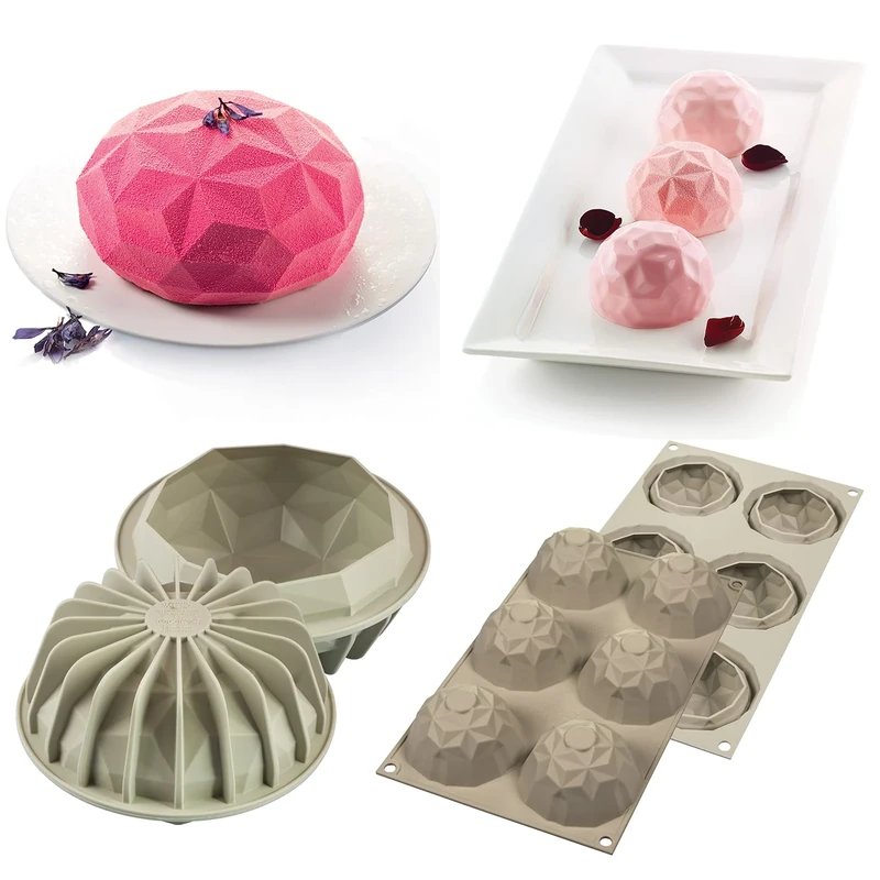 Silikomart 25.010.99.0082 Mini Gemma Set of 2 Silicone Moules Moulds, Gray