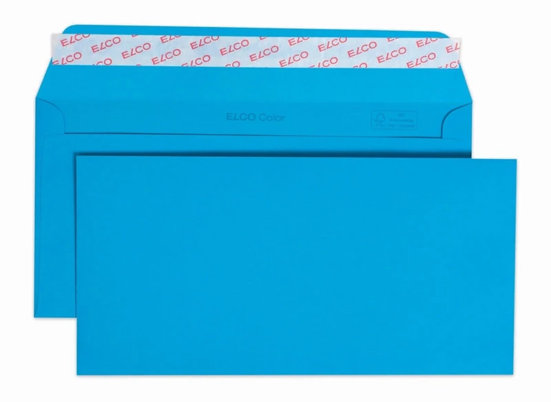 Elco 18833.32 Colour Box with Lid and 250 Envelopes/Envelopes Peel and Seal C5/6 DL 100 g Intense Blue Window No
