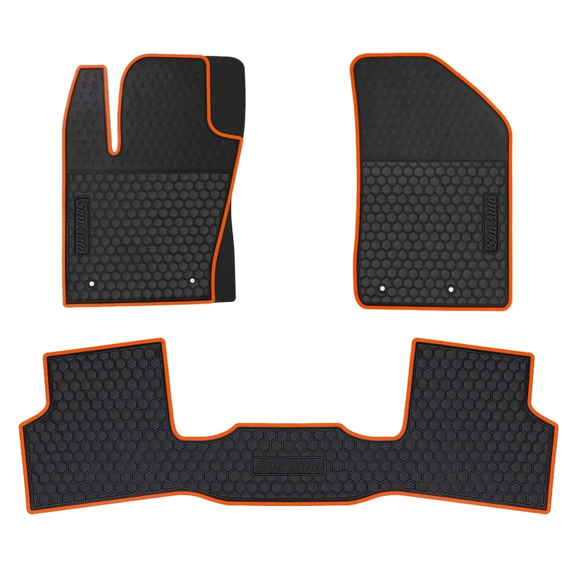 HD-Mart Car Floor Mats for Jeep Renegade 2015 2016 2017 2018 2019 2020 2021 2022 Custom Fit Black Orange Rubber Car Floor Liners Set All Weather Protection Heavy Duty Odorless