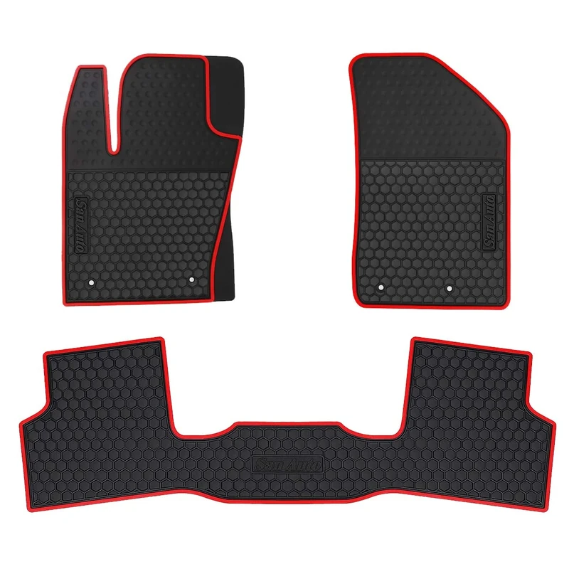 HD-Mart Car Floor Mats for Jeep Renegade 2015 2016 2017 2018 2019 2020 2021 2022 2023 Custom Fit Black Red Rubber Car Floor Liners Set All Weather Protection Heavy Duty Odorless