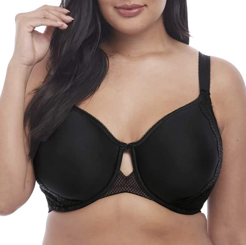 Elomi Women's Charley T-Shirt Seamless Breathable Spacer Underwire Bra, Black, 40DD