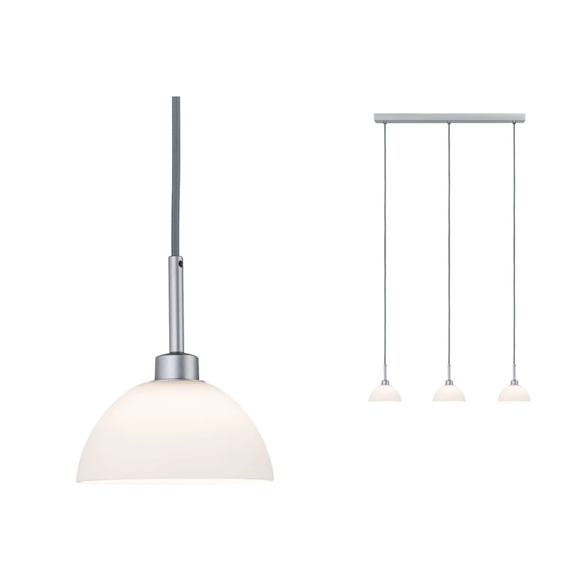 Paulmann 70925 Parana Pendant luminaire max. 3x40 watts Pendant lamp White, Chrome matt Ceiling lamp Glass, Metal GU10