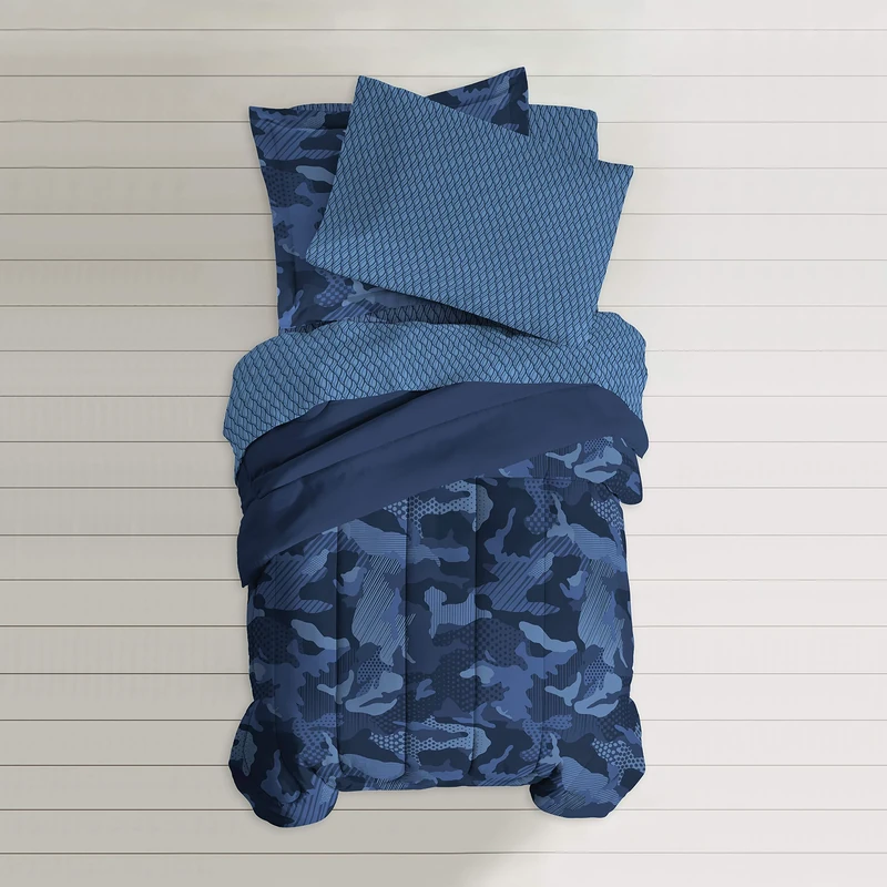dream FACTORY Comforter Set, Polyester, Blue, Twin - Image 1