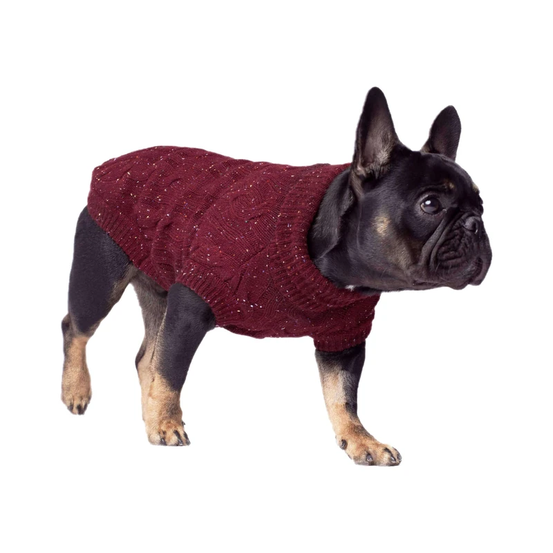 Canada Pooch Cp01304 Cambridge Cableknit Sweater Chestnut Size 18