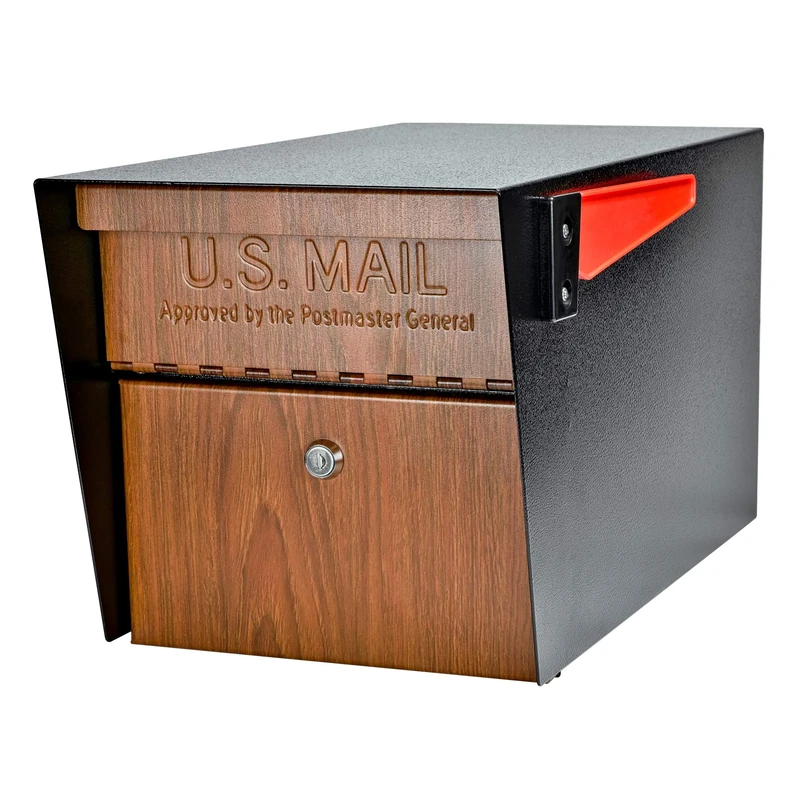 Mail Boss 7510 Mail Manager Curbside Locking Security Mailbox, Wood Grain