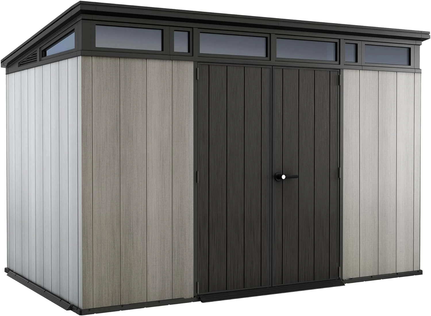 Keter Artisan Outdoor Pent Double Door Garden Storage Shed 11 x 7ft Grey Duotech+ Wood Look and Feel | Fade Free | All Weather Resistant | Safe and Secure | Zero Maintenance | Ltd