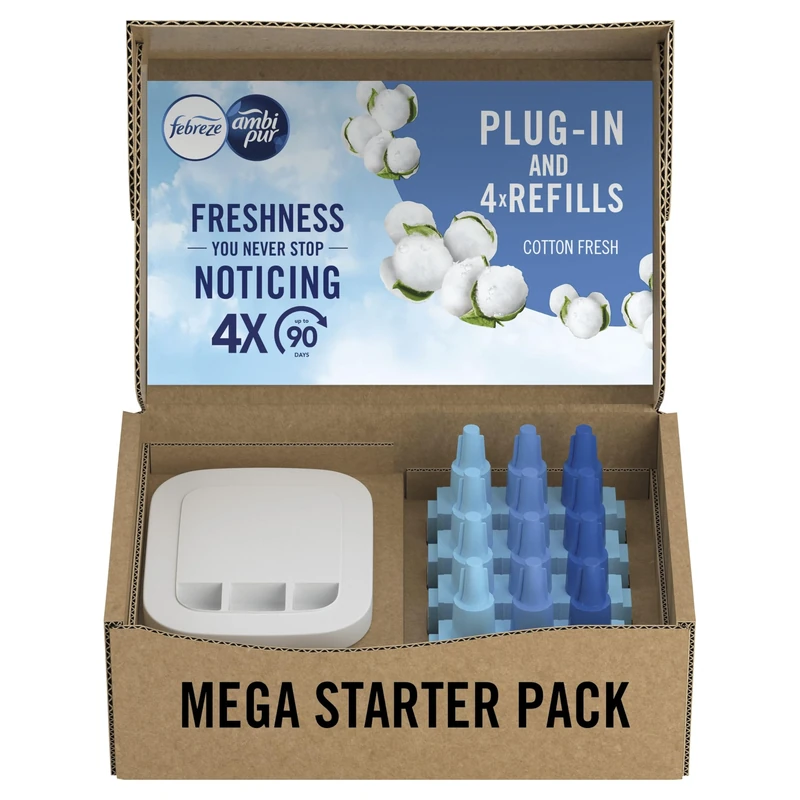 Febreze 3Volution Plug In Air Freshener Starter Kit + 4 Refills, (20mlx4), Odour Fighter
