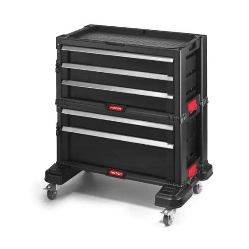 Keter | 5 Drawer Trolley Module, Black, 56.2 x 29 x 50.3 cm, Plastic