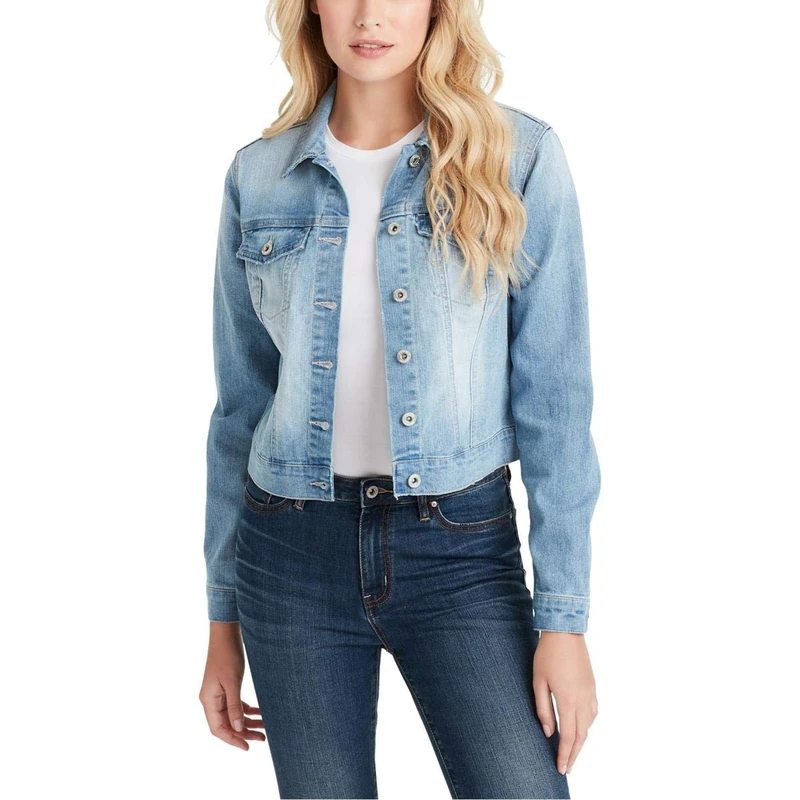 Jessica Simpson Women's Pixie Classic Feminine Fit Crop Jean Jacket, Maude, L