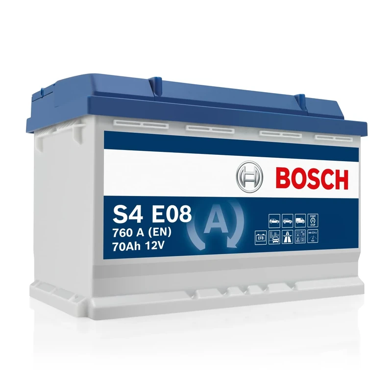 Bosch S4E08 Car Battery 70 A/h - 760 A - 12 V, Type 096, EFB Lead-acid for Vehicles with a Start/Stop System, Left (-) Right (+), 278 x 175 x 190 mm