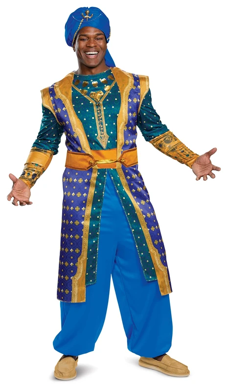 Disguise Men's Genie Deluxe Adult Costume, Blue, X-Large (42-46)