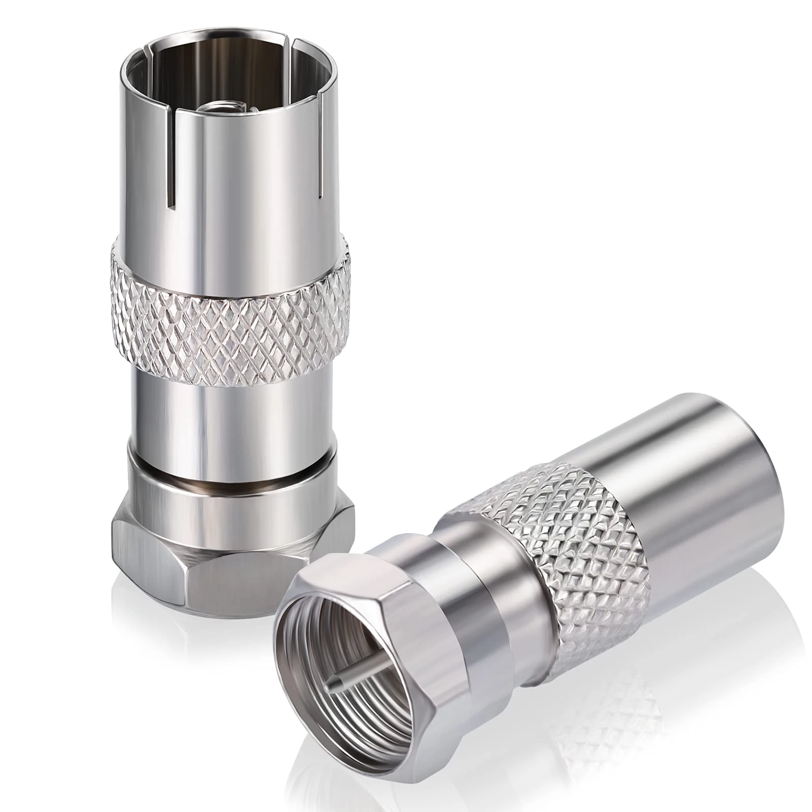 Bingfu TV Aerial Adapter Coaxial Antenna Connector F Plug to TV Male & Female Adapter Coupling (Pack of 2) for Antenna, Satellite, Coaxial Cables