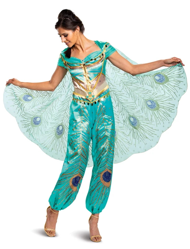 DISGUISE Women's Deluxe Adult Jasmine Teal Costume Size, Green, XL - Image 1