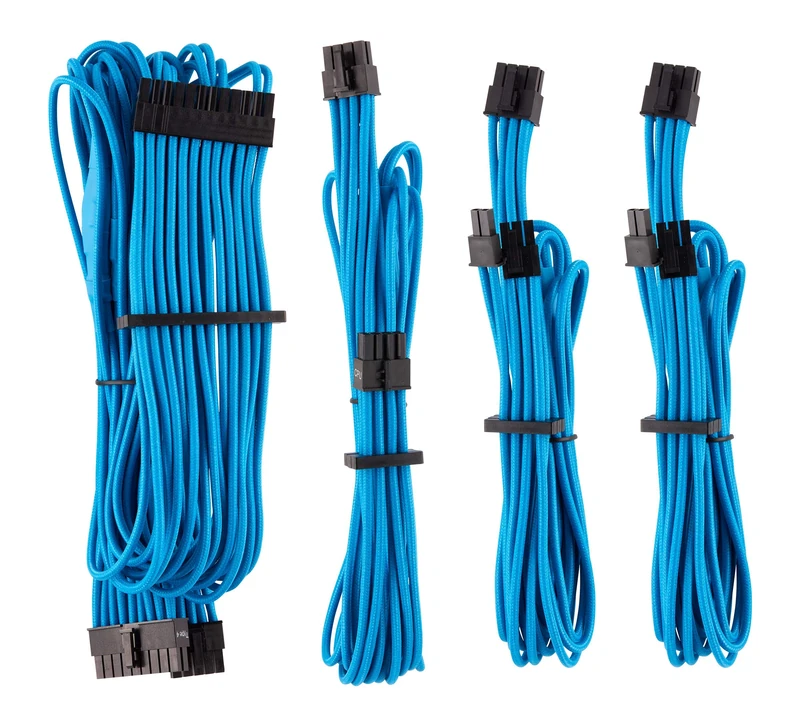Corsair Premium Individually Sleeved PSU Cables Starter Kit Type 4 Gen 4 – Blue - Image 1