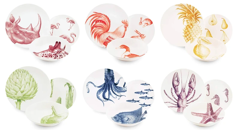 Excelsa Flora & Fauna 18-Piece Dinner Set, Ceramic, Multicoloured