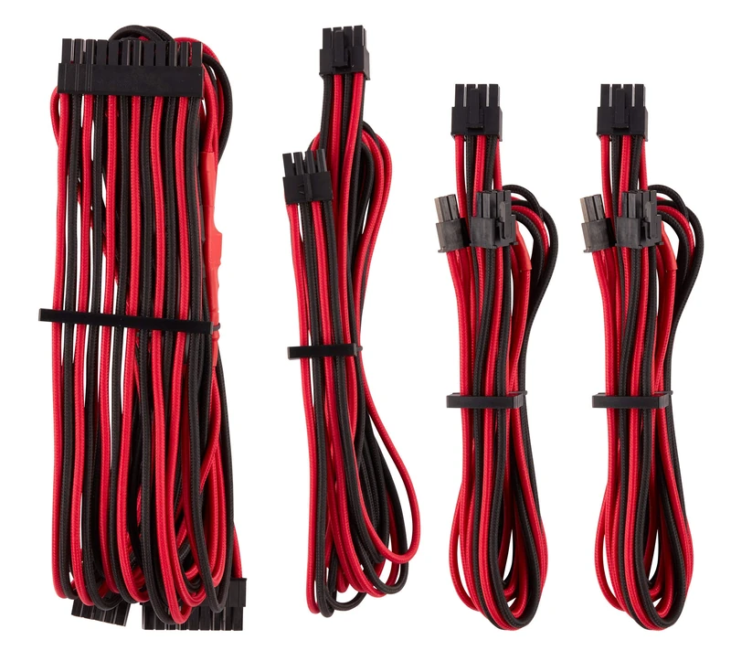 Corsair Premium Individually Sleeved PSU Cables Starter Kit Type 4 Gen 4 – Red/Black