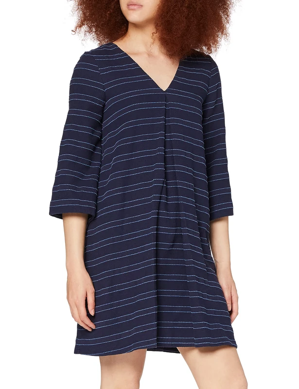 Yargıcı Yargıcı Womens 9YKEL7126X V-Neck 3/4 Sleeve Dress - Blue - 8 - Image 1