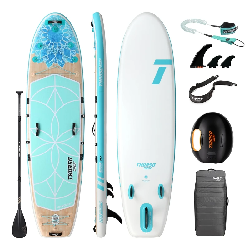 THURSO SURF Tranquility Yoga Inflatable Stand Up Paddle Board SUP 10'8x34"x6" Woven Drop-Stitch Carbon Shaft Paddle/Clickfins/Leash/Pump/Backpack