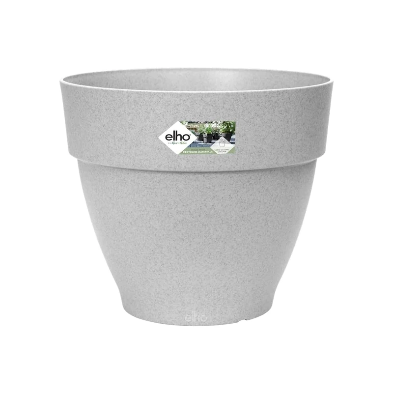 elho Vibia Campana Round 25 - Plant Pot for Outdoor - 100% Recycled Plastic - Ø 24.5 x H 21.0 cm - Grey/Living Concrete